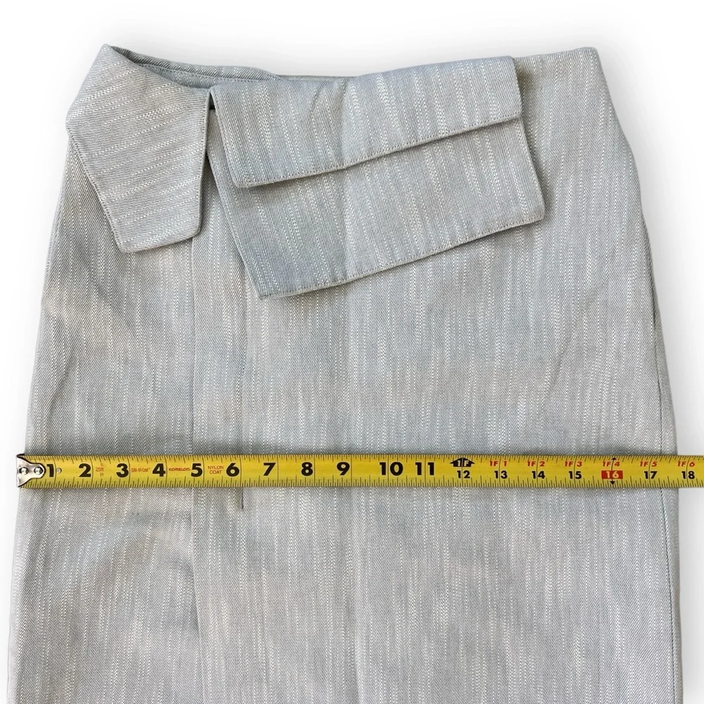 COS Knee Length Cotton Twill Gray Folded Wrap Waist Skirt
